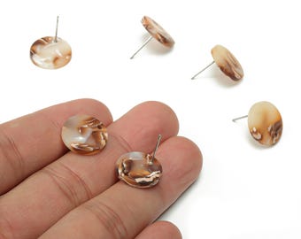 Acrylic Mini Round Earring Stud - Matte Circle Post - 316 Surgical Stainless Steel Stud - Color Code:A729 - 14.78x14.65x2.49mm - AC1888-A729