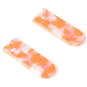6pcs Acetate Acrylic Earring Charms - Tortoise Shell Earrings - D Shaped Pendant - Earring Finding- Color Code: A39 - 36x12x2.9mm - AC1365A