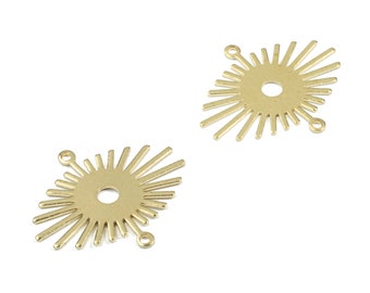 Brass Sun Earring Connector - Raw Brass Sun Connector - Brass 2 Hole Connector - Jewelry Supplies - 23.95x20.42x0.76mm - PP3437