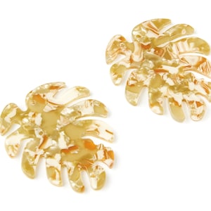 Acetate Leaf Earring Charms - Monstera Leaf Pendant - Earring Findings - Jewelry Supplies - Color Code: A119 - 45.15x38x2.38mm - AC1199G