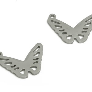 Stainless Steel Butterfly Earring Charms - Stainless Butterfly Pendant - Jewelry Making Supplies - 18.09x13.78x0.94mm - SS1283