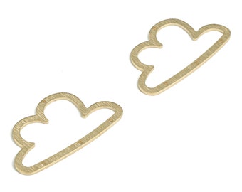 Brass Textured Cloud Earring Connector - Raw Brass Cloud Earring Charms - 4 Holes - Jewelry Making Supplies - 30.01x17.03x0.77mm - PP3790