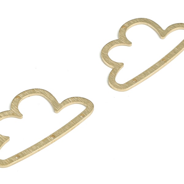 Brass Textured Cloud Earring Connector - Raw Brass Cloud Earring Charms - 4 Holes - Jewelry Making Supplies - 30.01x17.03x0.77mm - PP3790