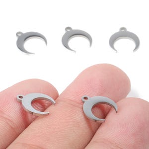 Stainless Steel Crescent Moon Charms - Moon Earrings and Pendant - Bracelet Pendant - Jewelry Supplies - 10.05x4.79x0.94mm - SS1071 image 1