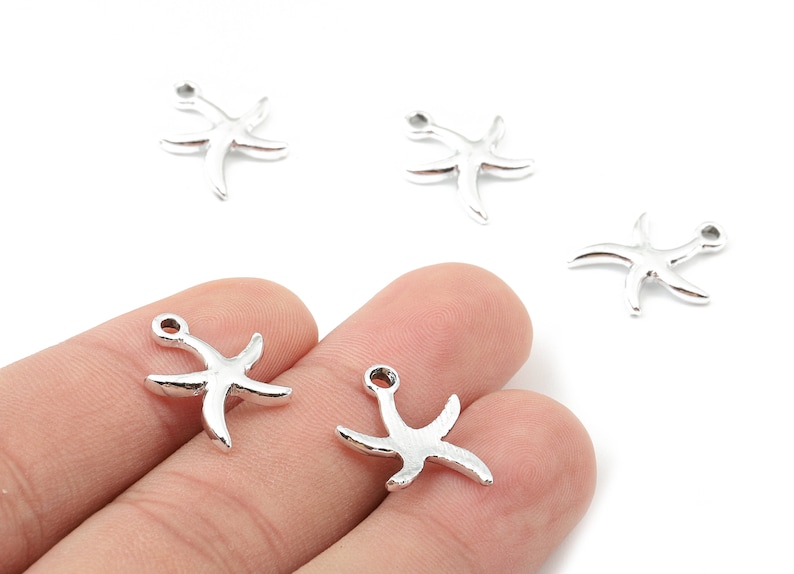 Silver Tone Plated Alloy Starfish Charms 16.25x13.81x1.85mm ZZ1481 Zinc Alloy Starfish Earrings and Pendant
