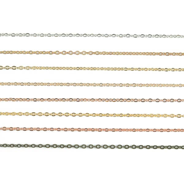 Chaîne de câbles plats soudés - Chaîne à maillons soudés en laiton - Ton bronze antique - Plaqué or - Chaîne en laiton brut - pour collier - Pour bracelet
