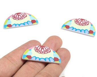 Colgantes semicirculares de acrílico - Impresión de pendientes y colgantes de media luna - Componentes para pendientes - Suministros para joyería - 38,47 x 20,7 x 2,42 mm - AC1941A