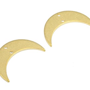 Brass Moon Connectors - Raw Brass Moon and Necklace - Brass Moon Earring Connectors - 2 Holes - 21.28x13x1.07mm - PP2709 image 2