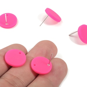6 pezzi Mini orecchini rotondi in acrilico - Perno per orecchini a cerchio opaco - Forniture per gioielli - Codice colore: A472 - 14,64x14,64x2,17 mm - AC1888H