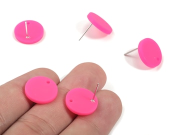 6 Stück Acryl Mini Runde Ohrring Bolzen - Matte Kreis Ohrring Post - Schmuck Zubehör - Farbcode: A472 - 14,64x14,64x2,17 mm - AC1888H
