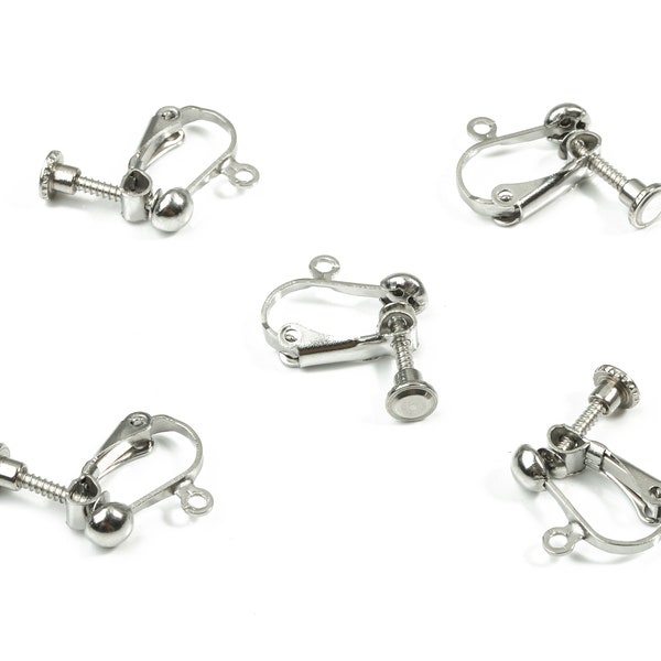 Stainless Steel Earring Clips - 316 Stainless Steel Screw Back Clips Earrings - Screwback Clip On Earrings  - 15.8x13.35mm - SS1162