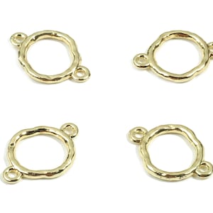 Alloy Circle Earring Connector - KC Gold Round Bracelet Connector - KC Gold Plating - 2 Hole - Jewelry Supplies - 16.9x11.72x1.61mm - ZZ1695
