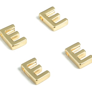Brass Capital Letter E Charm – Necklace Initial Beads – Add On Initial Charm –18k Real Gold Plated Alphabet Bead – 7.52x5.05x1.89mm–RGP2854E