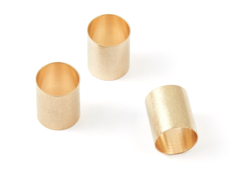 Industrial Brass Tube - Brass Tube Beads - Raw Brass Plain Tube Beads - jewelry supplies - 15.86x12.98x0.38mm - PP1477 image 3
