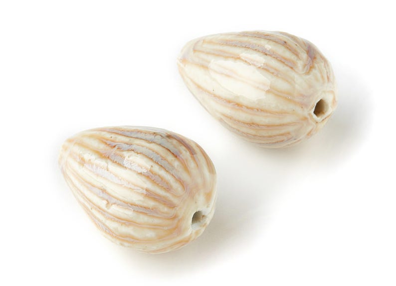 Glazed Ceramic Beads - Carved Shaped Beads - Handmade Beads - Necklace Beads - Connectors Beads - Jewelry Supplies - 34.54x23.27mm - NS1044 image 2