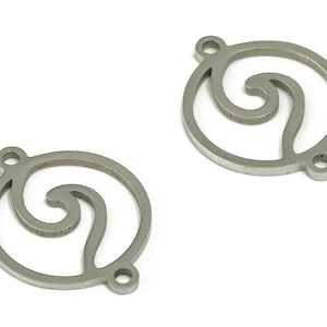 Stainless Steel Round WaveConnector – Circle Wave Earring Charms - Ocean Wave Charms for Necklace Bracelet - 15.49x12.03x0.93mm - SS1230