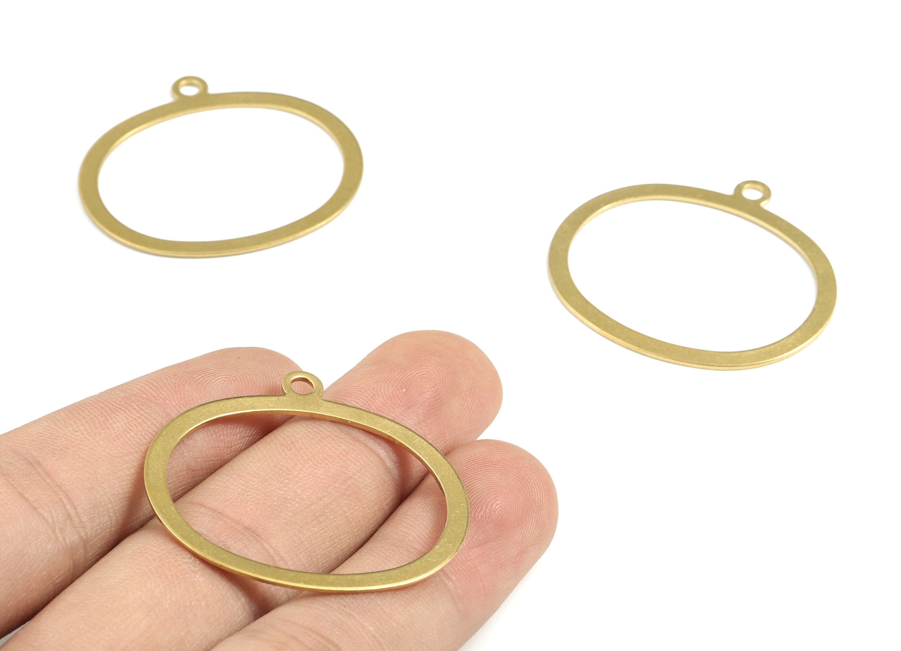 Brass Oval Earring Charms - Raw Brass Oval Pendant - Earring