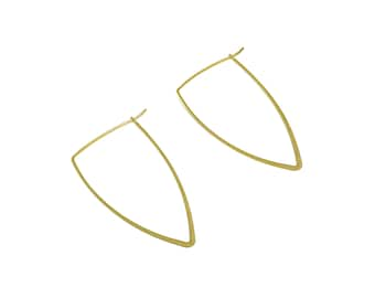 50mm Brass Triangle Wire Hoop Earring - Raw Brass Hammered Geometry Wire Earring - Brass Hammered Ear Wire Hoop - 50x29x0.8mm - PP10424-50