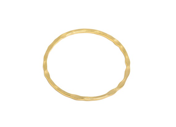 30mm Hammered Ring Connector - Brass Handmade Ring Connector - Gold Circle Jewelry Finding - 18K Real Gold Plating - 30x1x1mm - RGP11036
