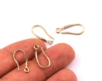 Brass Ear Wires - Raw Brass Ear Hooks - Earring Findings - Jewelry Supplies - 19x8mm - PP1165