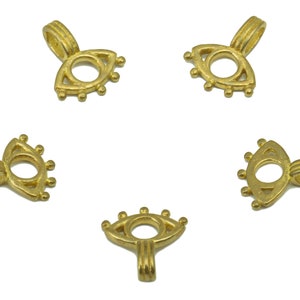 Brass Eye Earring Charm - Raw Brass Mini Eye Pendant - Semi Earring Charm - For Necklace - 11.11 x 9.59 x 0.89mm - PP8539