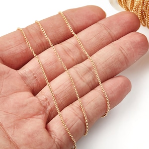 Gold Rolo Chain - 18K Real Gold Plated Brass Chain - Soldered Round Rolo Chain - 0.5&quot; x 0.5&quot; -  Jewellery Making - RGP1023