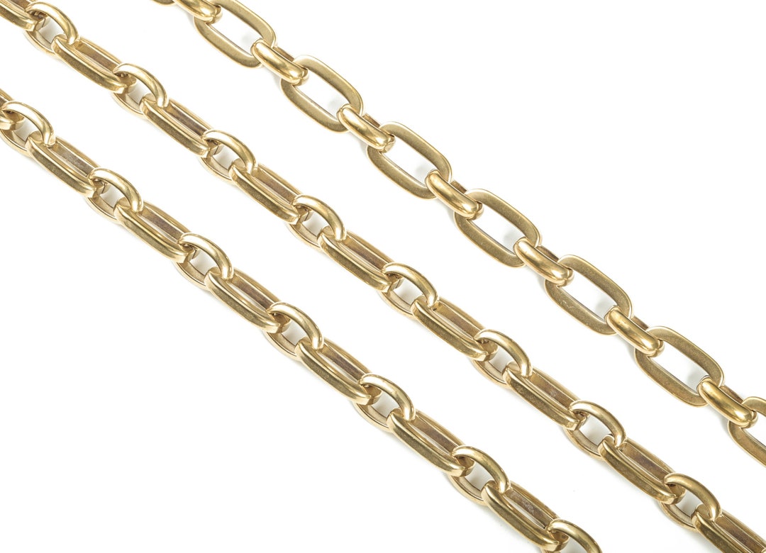 Raw Brass Oval Rolo Cable Chain-oval Paper Clip Layering Chain Open ...