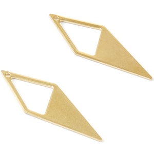 Personalized stamping blank - Brass Rhombus Charms - Rhombus Raw Brass Pendant - Brass Earring Findings - 33x11x0.8mm - PP1859