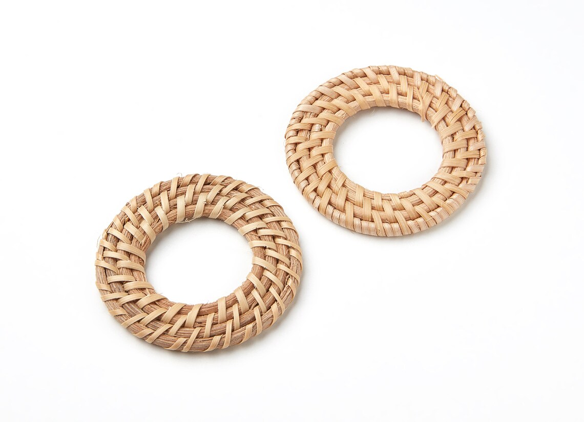Handwoven Rattan Earrings Round Shaped Rattan Pendant Etsy