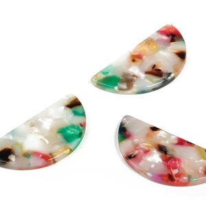 Dijes semicirculares de acetato - Colgante semicircular - Componentes para pendientes - Suministros para joyería - Código de color: A59 - 33,5 x 16,5 x 2,6 mm - AC1006F imagen 3