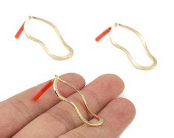 Brass Drop Earring Post - Brass Drop Earring Stud - Gold Tone Plated Brass - Earring Post - Jewelry Supplies - 34.8x18.55x0.92mm - PP3041