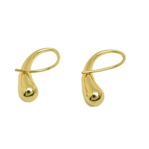 Brass Teardrop Earring Wire - Gold Mini Drop Earring Hook - Textured Teardrop Ear Wire - 18K Real Gold Plated - 21.05x13x1.82mm - RGP7949