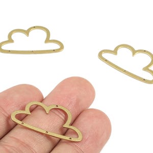 Cloud Earring Connector - Raw Brass Cloud Earring - 4 Holes Connector - Jewelry Supplies - 30x17x0.8mm - PPM3500 image 1