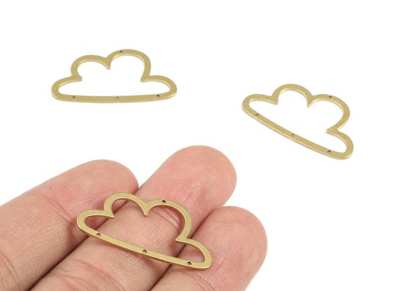 Cloud Earring Connector - Raw Brass Cloud Earring  - 4 Holes Connector - Jewelry Supplies - 30x17x0.8mm - PPM3500