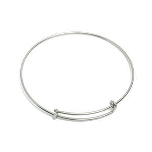 70mm Adjustable Bangle Bracelet - Steel One Loop Bracelet - Expandable Wire Bangle for Charms - Jewelry Supplies DIY - 70x70x1.6mm - SS1721