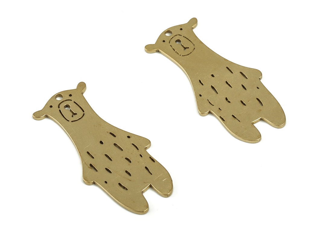 Brass Bear Earring Charms Raw Brass Bear Pendant Charm Earrings Finding