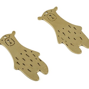 Brass Bear Earring Charms - Raw Brass Bear Pendant Charm - Earrings Finding - Jewelry Making Supplies - 26.91x12.71x0.77mm - PP4193