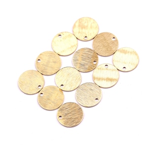 Raw Brass Round Textured Tag - Raw Brass Circle Charms - Jewelry Supplies - 12x0.7mm - PP1214