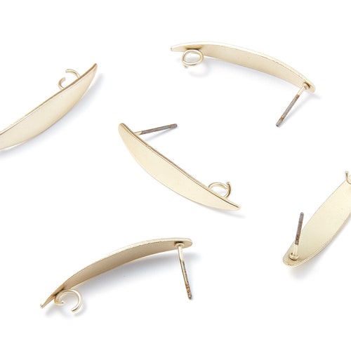 Iron Earring Stud Gold Tone Plated Oval Shaped Earring Etsy