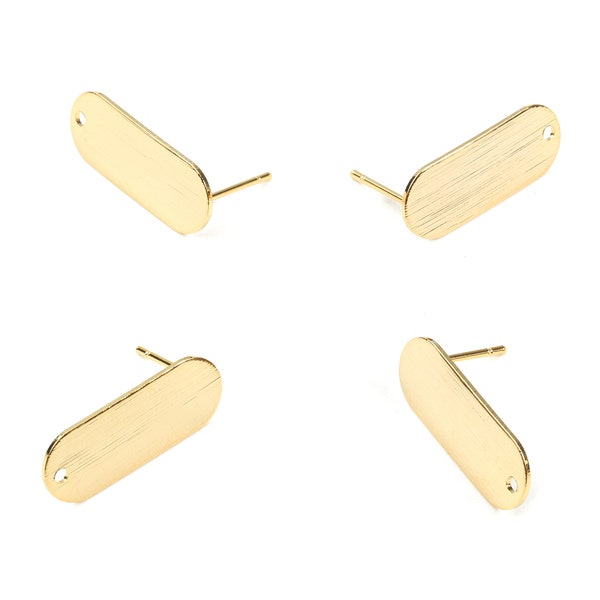 Brass Oval Earing Post - Brass Oval Earring Stud - 18K Real Gold Plated Brass - Jewelry Supplies - 20.97x8.06x0.65mm - RGP2311