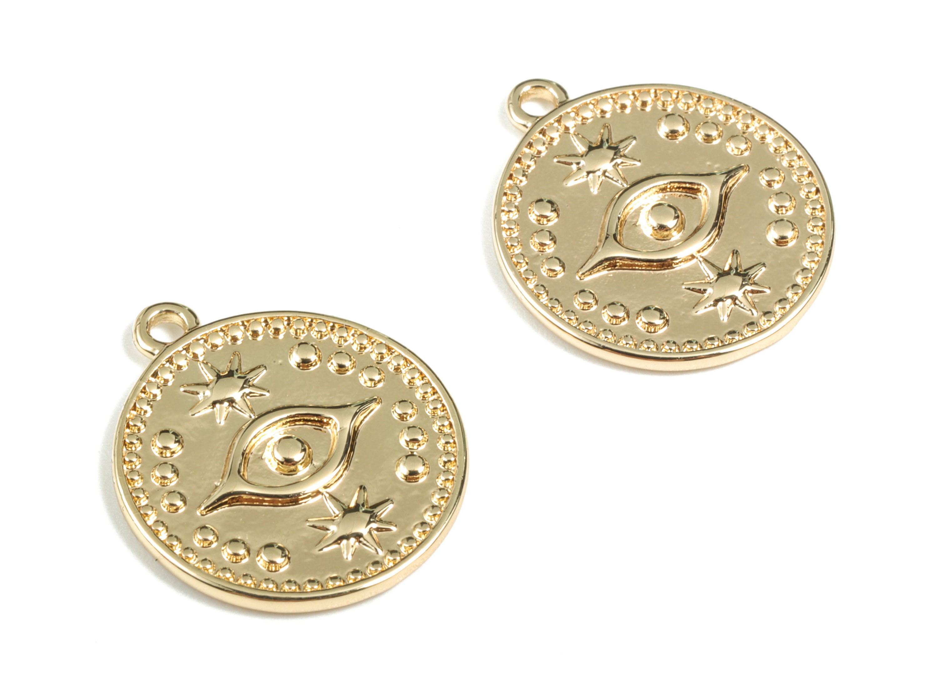 Brass Sun Eye Earring Charms Gold Star Eye Pendant 18K Etsy