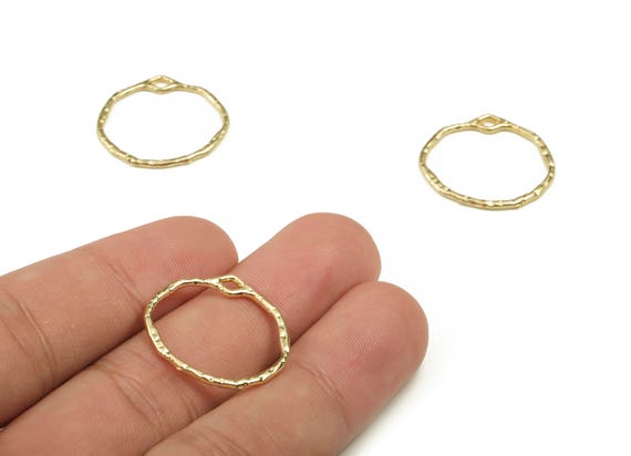 Gold Tone Plated Alloy Round Earring Charms – Zinc Alloy Pendant Jewelry Making (22.8x21.1x1.2mm) ZZ1805