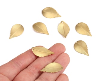 Raw Brass Curved Leaf Charms – Pendant, Earring Findings, Jewelry Supplies PP2293