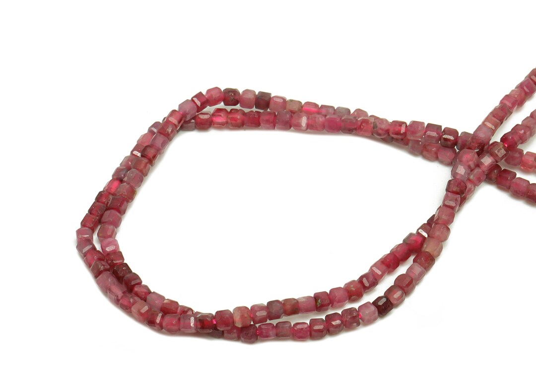 2.5mm Ruby Cube Beads - Stone Crystal - Gemstone Purple Ruby Beads - 15 ...