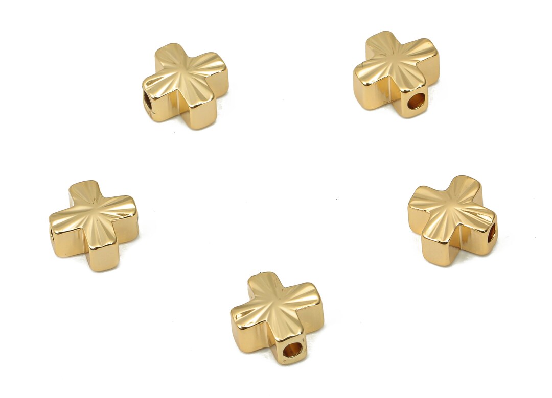 Gold Cross Beads Brass Cross Spacer Beads Bracelet Beads Etsy