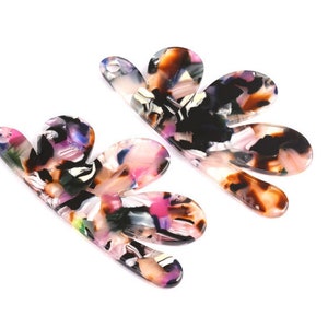 Acetate Flower Earring Charms - Flower Shaped Pendant - Earring Findings - Jewelry Supplies - Color Code: A11 - 54.4x27.3x2.53mm - AC1090C