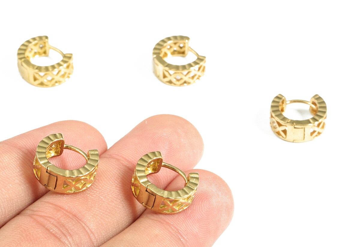 Brass Huggies Hoop Earring Zircon Stud Earring Helix Hoop Etsy