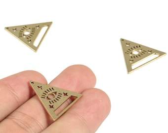 Brass Triangle Geometric Pendant - Raw Brass Eye Star Earring Charms - Earrings Finding - Jewelry Supplies - 23.58x22.33x0.97mm - PP4042