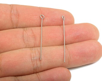 Alfiler de ojo de acero de 0,7*40 mm - Alfileres de ojo para bisutería - Alfileres de ojo a granel para bisutería - Alfileres de cabeza para manualidades de bisutería - SS2131-40