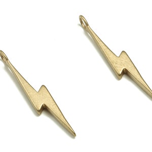 Messing Blitz Ohrring Charms - Rohmessing Blitz Anhänger - Ohrring Zubehör - Schmuck Zubehör - 21.67x3.49x1.67mm - PP4451